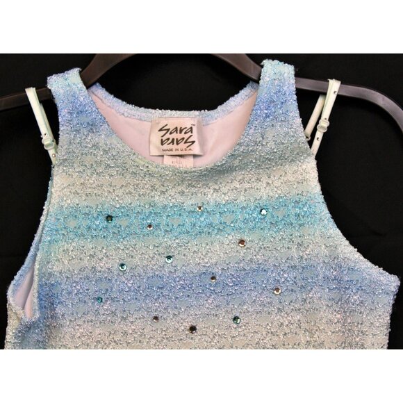Sara Sara 2pc Tank Top Skirt 12 Blue Ombre Rhinestone Beach Ocean Stretch Casual - Picture 3 of 12